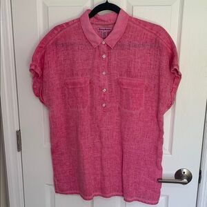 Tommy bahama pink linen blouse size large